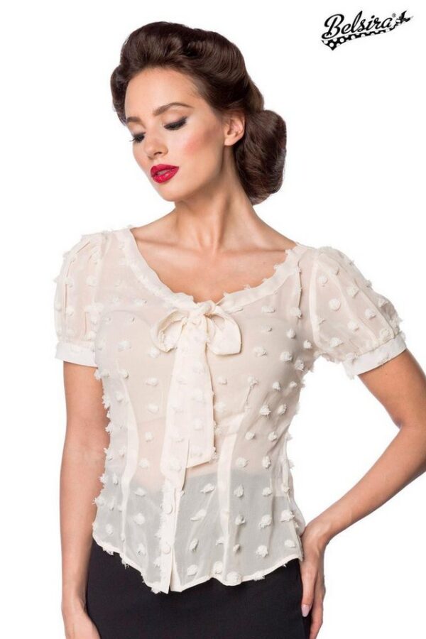 BELSIRA Hemdbluse Belsira - Vintage Schluppenbluse - (2XL,3XL,4XL,L)
