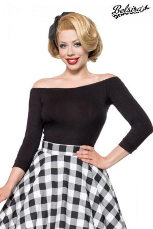 BELSIRA Mesh-Top Belsira Schulterfreies Retro Shirt - (2XL,3XL,L,M,S,XL)