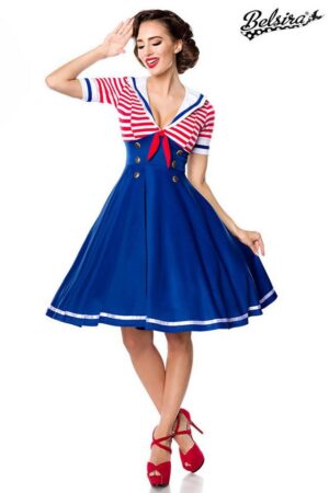 BELSIRA Trachtenkleid Belsira Swing-Kleid im Marinelook - (L,M,2XL,4XL)