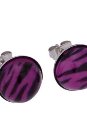 BUNGSA Ohrring-Set Ohrstecker lila getigert Rockabilly 10mm aus Edelstahl Damen (1 Paar (2 Stück), 2-tlg), Ohrschmuck Ohrringe
