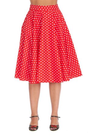 Banned A-Linien-Rock Polka Dot Days Rot Retro Vintage Swing Skirt High Waist