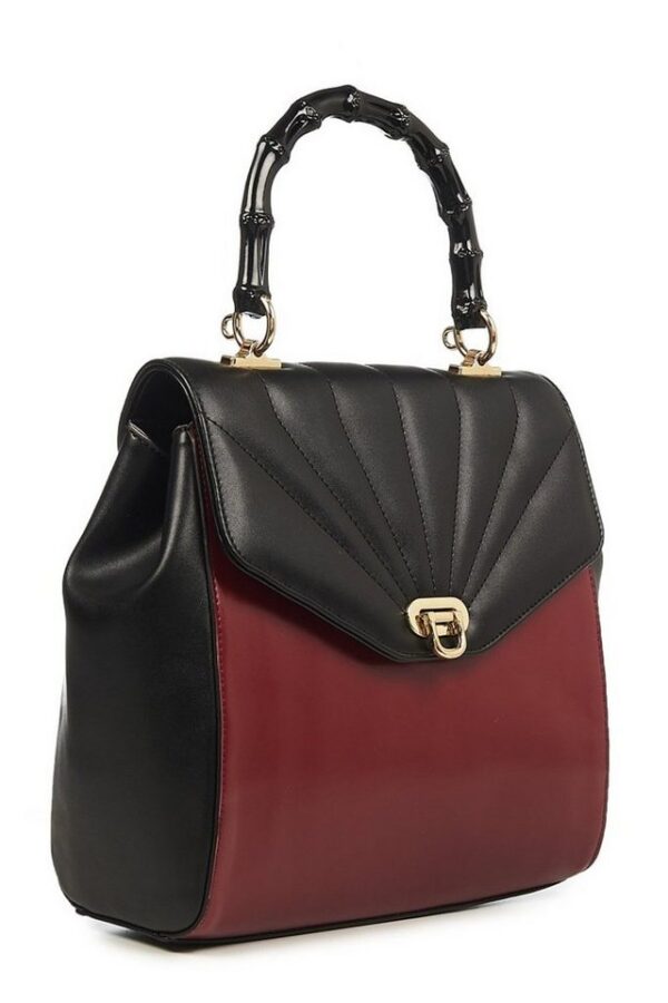 Banned Handtasche Bamboo Lux Rot, Bambusoptik Griff, extra Schultergurt