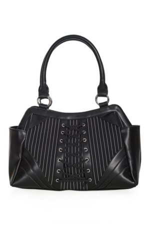 Banned Handtasche Black Core Pinstripe, Schnürung Nadelstreifen
