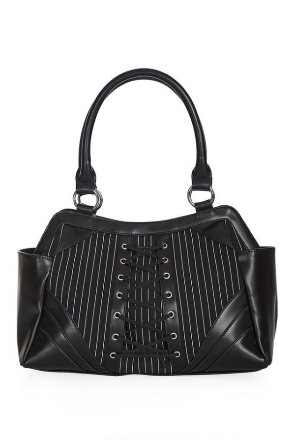 Banned Handtasche Black Core Pinstripe, Schnürung Nadelstreifen