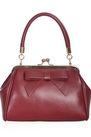 Banned Handtasche Daydream Burgunder, Vintage Retro Kunstleder Schleife Henkeltasche