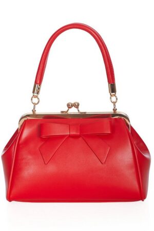 Banned Handtasche Daydream Rot, Vintage Retro Kunstleder Schleife Henkeltasche
