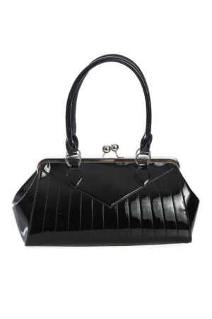 Banned Handtasche Maggie May Schwarz, Bestickte Nadelstreifen, inkl. Schultergurt