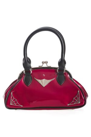 Banned Handtasche Night Lovers Burgunder, Vintage Lack Tasche mit Schultergurt