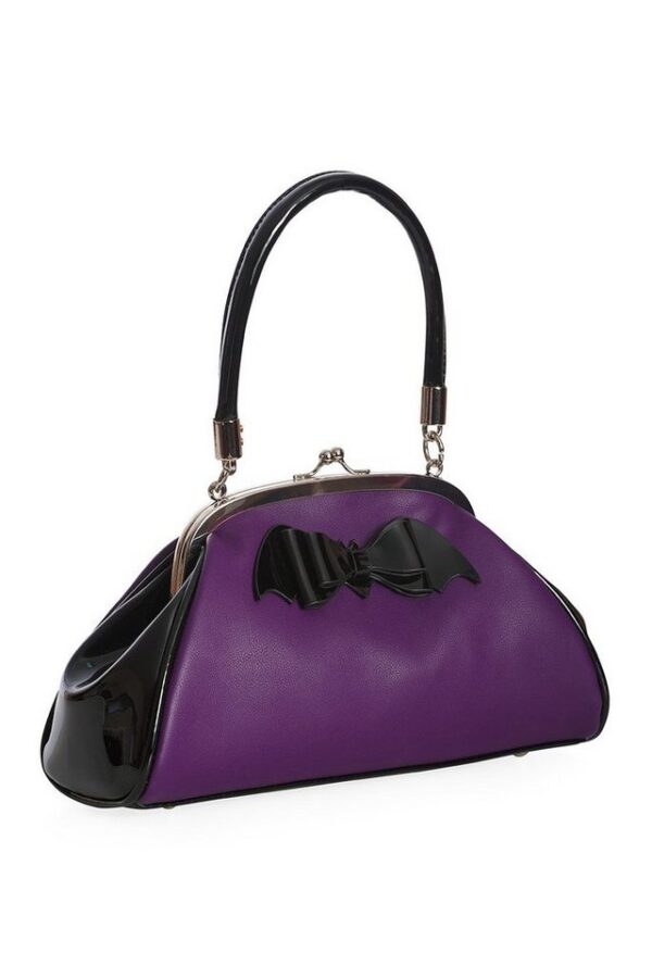 Banned Handtasche Old Hallows Lila, Vintage Schleife Tasche mit Schultergurt