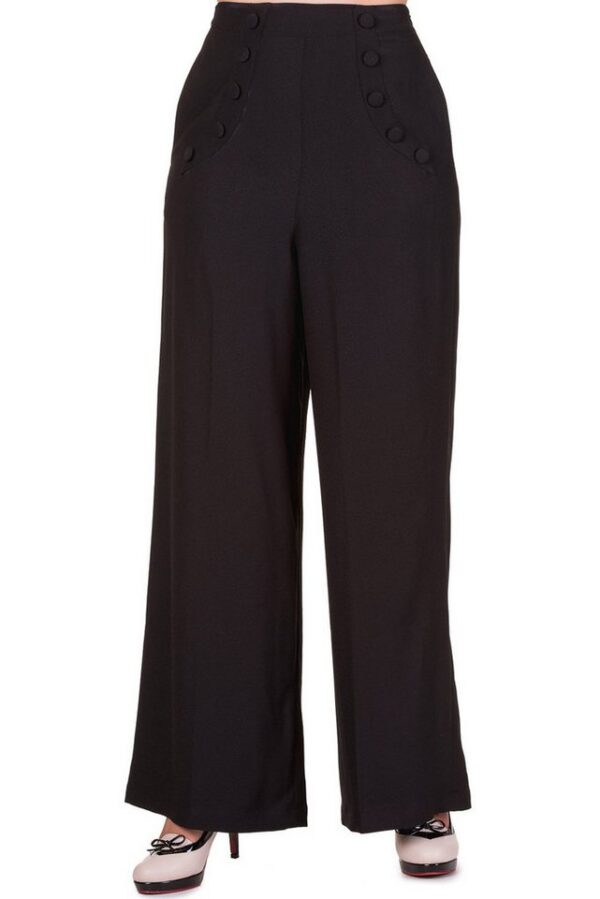 Banned Schlaghose Retro Full Moon Schwarz Vintage Trousers 40er Jahre Stil