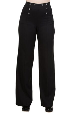 Banned Schlaghose Retro Stay Awhile Schwarz Vintage Trousers 40er Jahre Stil