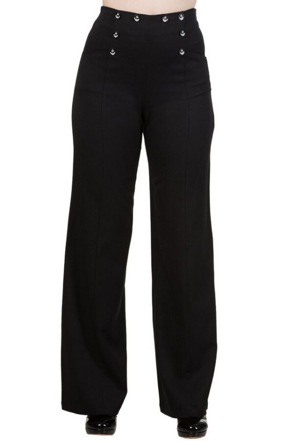Banned Schlaghose Retro Stay Awhile Schwarz Vintage Trousers 40er Jahre Stil