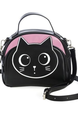 Banned Schultertasche Haru Pink, Katzen Print