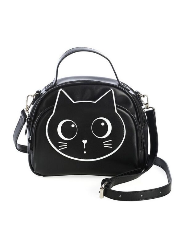 Banned Schultertasche Haru Schwarz, Katzen Print
