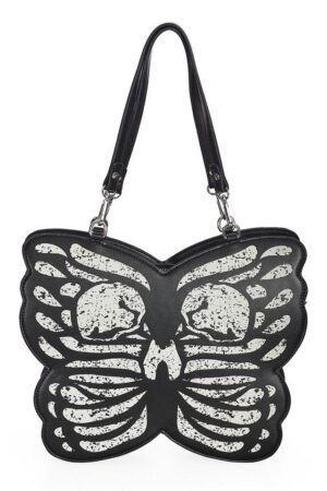 Banned Schultertasche Mariposa Luz, Schmetterling Totenkopf Tasche