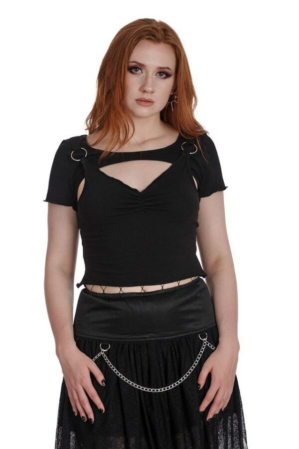 Banned Shirttop Lunar Serenade Cut Out Ausschnitt Gothic Ringe Punk