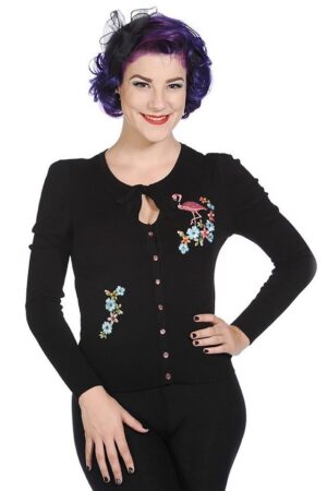 Banned Strickjacke Flamingo Retro Vintage Cardigan