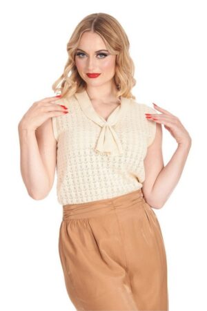 Banned Stricktop Anchor Ahoy Creme Vintage Anker Oberteil Retro