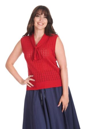 Banned Stricktop Anchor Ahoy Rot Vintage Anker Oberteil Retro