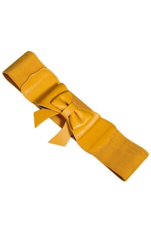 Banned Taillengürtel Play It Right Mustard Vintage Retro Stretchgürtel mit Schleife