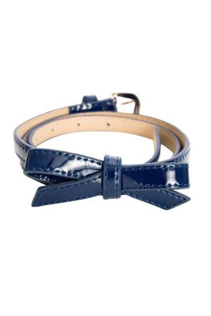 Banned Taillengürtel Vintage Gold Rush Navyblau Retro Lack Gürtel mit Schleife