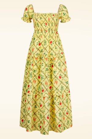 Camille Floral Maxikleid in Gelb.