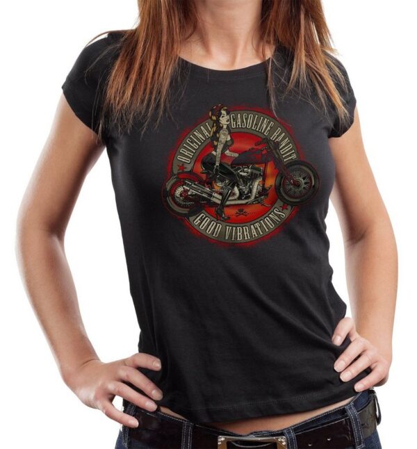 GASOLINE BANDIT® T-Shirt Damen Lady Biker-Shirt: Good Vibrations