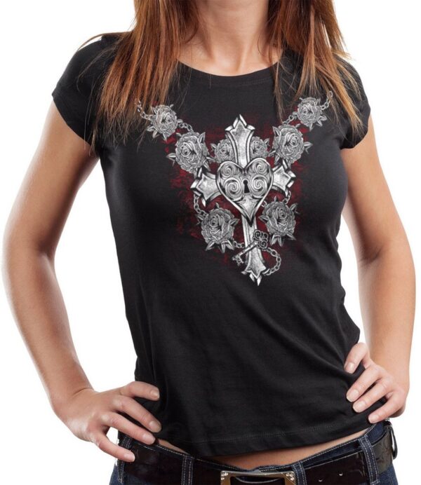 GASOLINE BANDIT® T-Shirt Damen Lady Biker Shirt: Heartlock