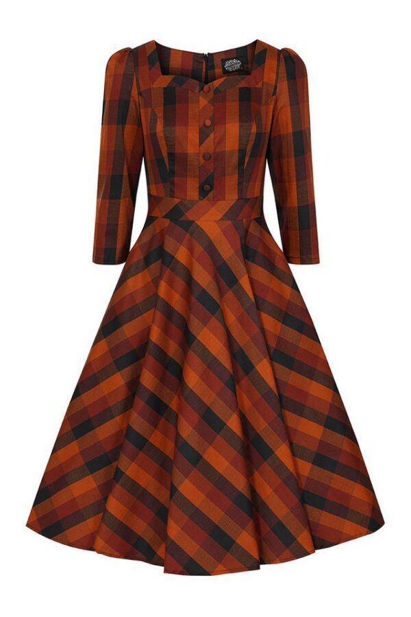 Hearts & Roses London A-Linien-Kleid Caitlin Check Retro Vintage Fit-N-Flare 50er