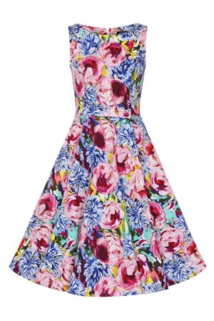 Hearts & Roses London A-Linien-Kleid Elsa Floral Swing Dress Rockabella Vintage Retro