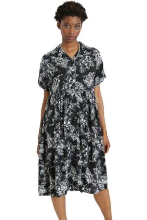 Hell Bunny A-Linien-Kleid Kasumi Gothic Tattoo Print Blusenkleid