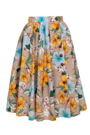 Hell Bunny A-Linien-Rock Pattaya 50's Swing Skirt Vintage Blumenmuster Retro Tellerrock