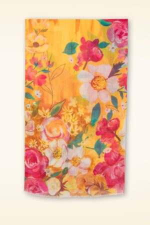 Impressionist Floral Schal in Gelb und Rosa