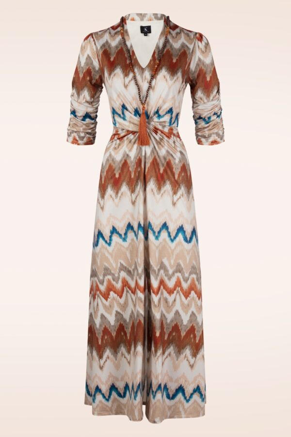 June Zickzack Knotted Maxkleid in Multi