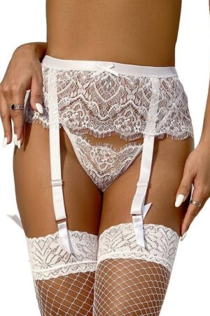 Lau-Fashion Strapsgürtel Strumpfhalter Fransen Unterwäsche Dessous Hüfthalter Strapse S/XL
