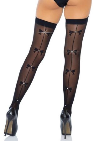 Leg Avenue Strapsstrümpfe Straps-Strümpfe mit Schleifennaht - schwarz (1-Paar) transparent