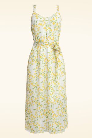 Lexie Zitrone Midaxikleid in Weiß und Multi
