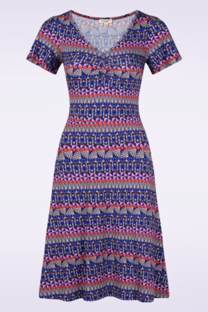 Lorene Baya Kleid in Blau und Multi