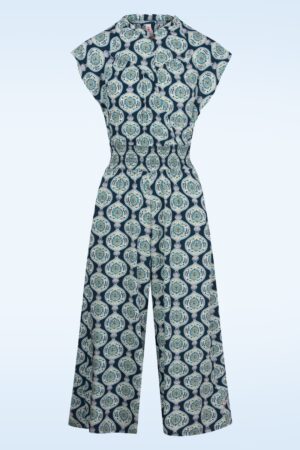 Love's Lightest Wings Jumpsuit in Romantic Shell Mosaic Blue