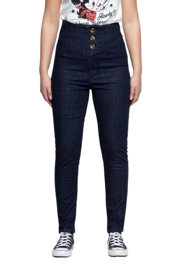 QueenKerosin Slim-fit-Jeans (1-tlg) mit Knopfleiste