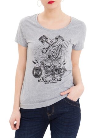 QueenKerosin T-Shirt Drive Fast (1-tlg) aus Melange Jersey mit Front Motiv