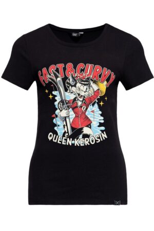 QueenKerosin T-Shirt Fast & Curvy (1-tlg) mit Retro-Comic-Artwork
