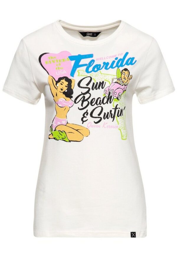 QueenKerosin T-Shirt Florida (1-tlg) mit Vintage-Motiv