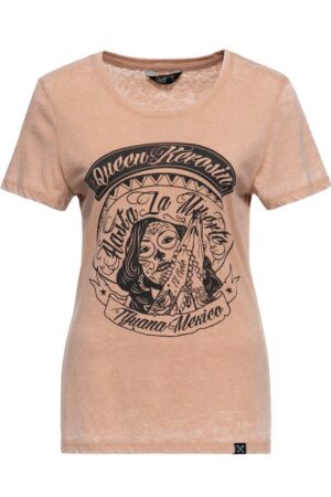 QueenKerosin T-Shirt Hasta La Muerte (1-tlg) mit Frontprint im Día de Muertos Stil