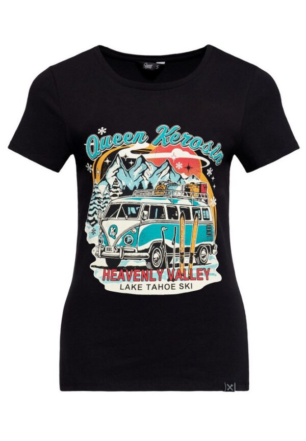 QueenKerosin T-Shirt Heavenly Valley (1-tlg) mit Vintage-Print