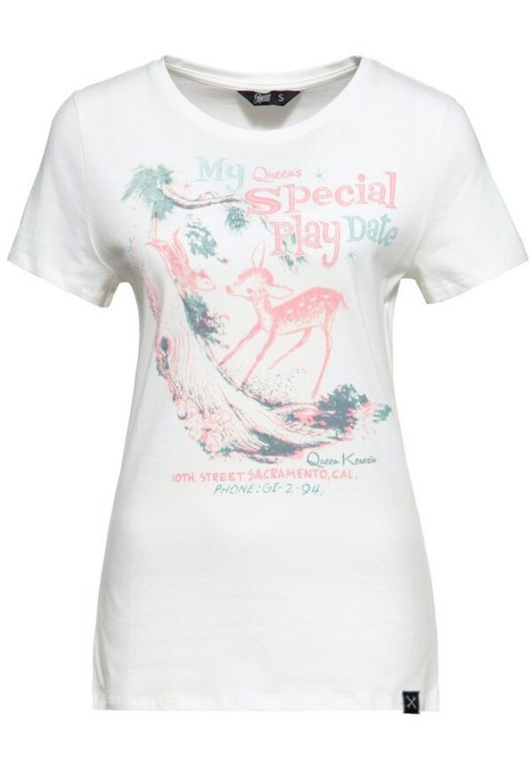QueenKerosin T-Shirt Special Play Date (1-tlg) mit Vintage-Motiv