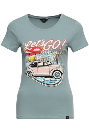 QueenKerosin T-Shirt Sun Valley (1-tlg) mit Vintage-Car-Print