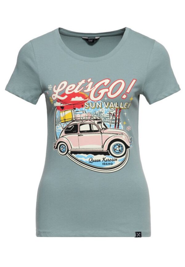 QueenKerosin T-Shirt Sun Valley (1-tlg) mit Vintage-Car-Print