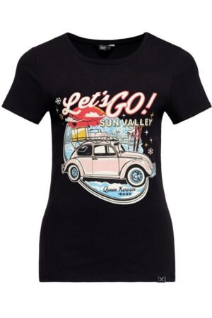 QueenKerosin T-Shirt Sun Valley (1-tlg) mit Vintage-Car-Print