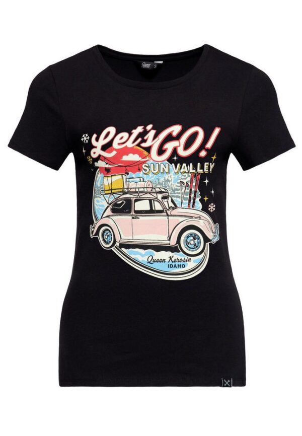 QueenKerosin T-Shirt Sun Valley (1-tlg) mit Vintage-Car-Print